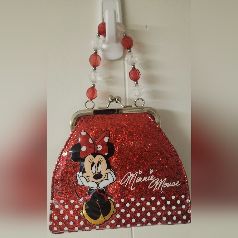 Disney Minnie Mouse Red Glitter Clutch NWOT